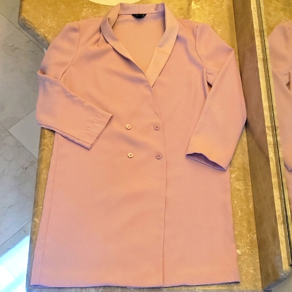 Topshop Women's Blush Pink Double-breasted Coat Dress, Sz 6